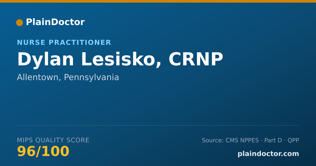 Shareable card for Dylan Lesisko, CRNP - Nurse Practitioner, Allentown, PA