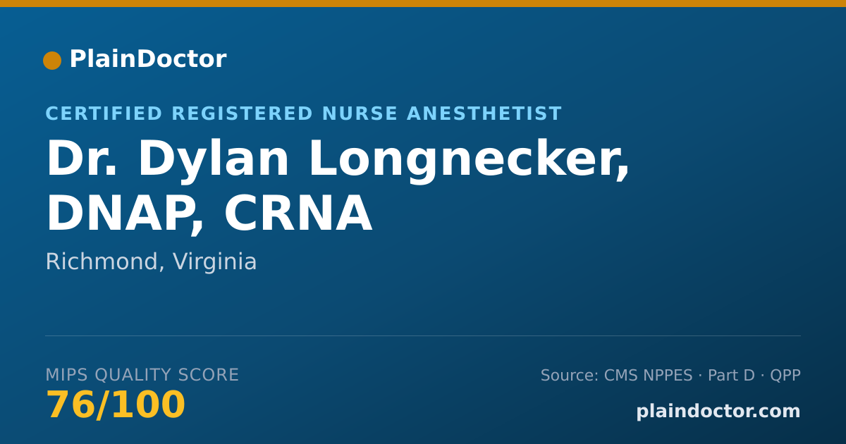 Shareable card for Dylan Longnecker, DNAP, CRNA - Certified Registered Nurse Anesthetist, Richmond, VA