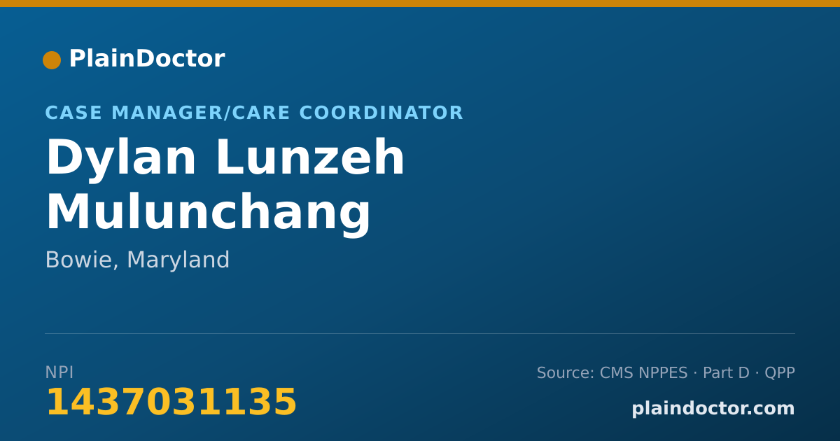 Shareable card for Dylan Lunzeh Mulunchang - Case Manager/Care Coordinator, Bowie, MD
