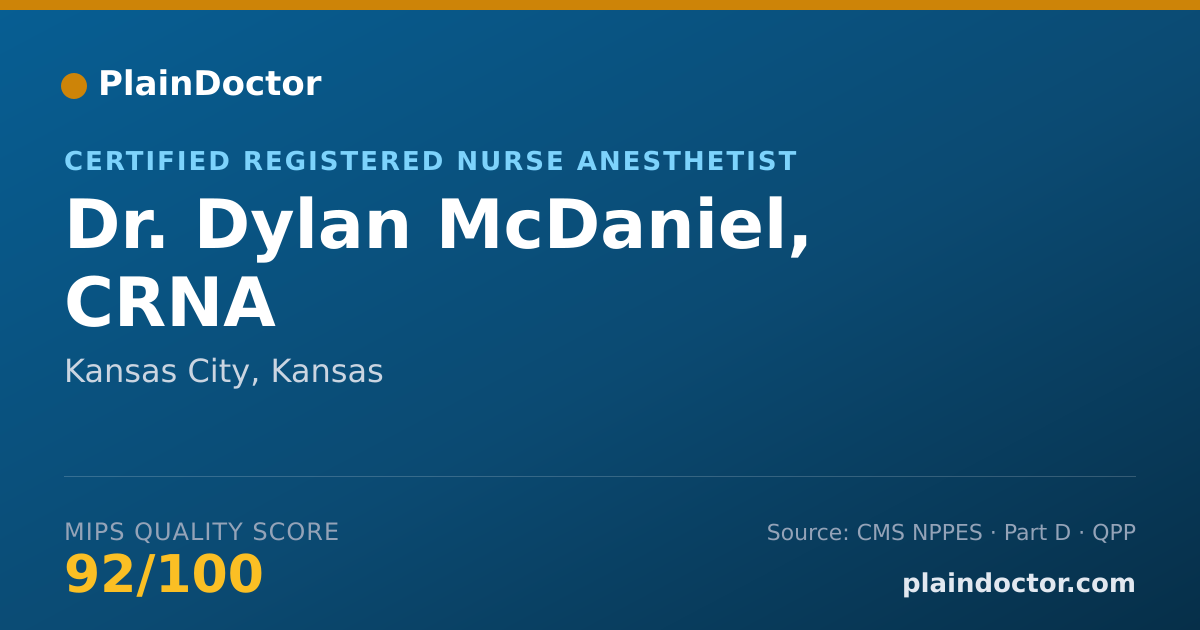 Shareable card for Dylan McDaniel, CRNA - Certified Registered Nurse Anesthetist, Kansas City, KS