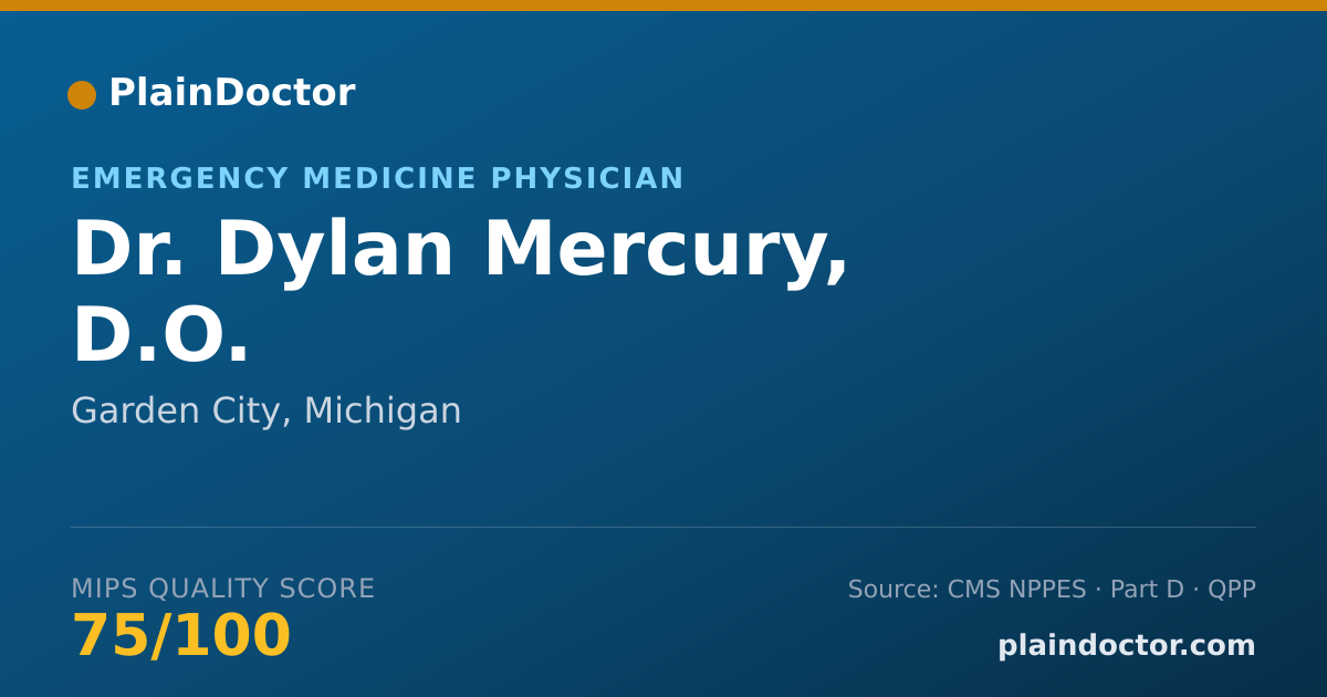 Shareable card for Dylan Mercury, D.O. - Emergency Medicine Physician, Garden City, MI