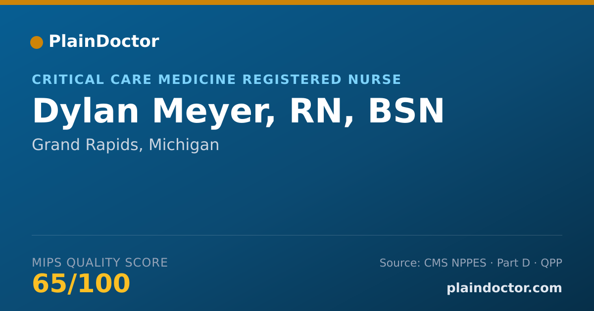 Shareable card for Dylan Meyer, RN, BSN - Critical Care Medicine Registered Nurse, Grand Rapids, MI