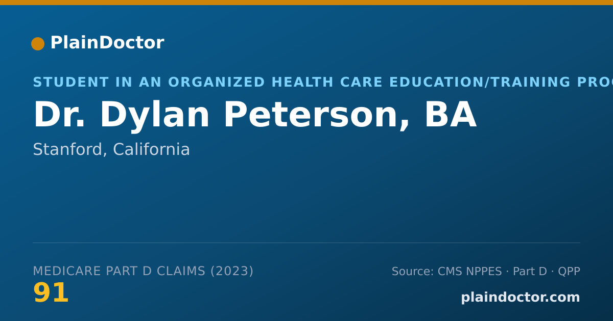 Shareable card for Dylan Peterson, BA - Student in an Organized Health Care Education/Training Program, Stanford, CA