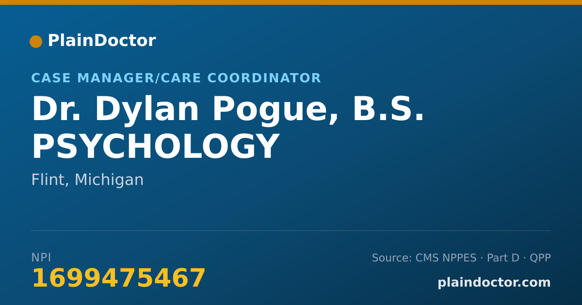 Shareable card for Dylan Pogue, B.S. PSYCHOLOGY - Case Manager/Care Coordinator, Flint, MI