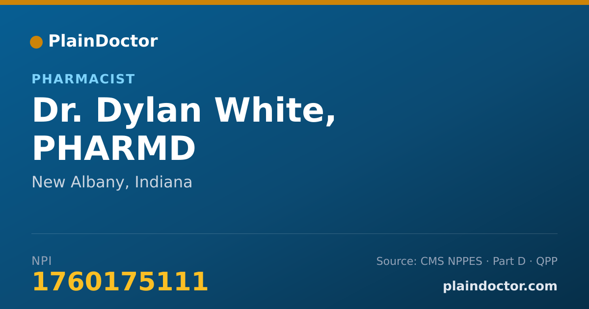 Shareable card for Dylan White, PHARMD - Pharmacist, New Albany, IN