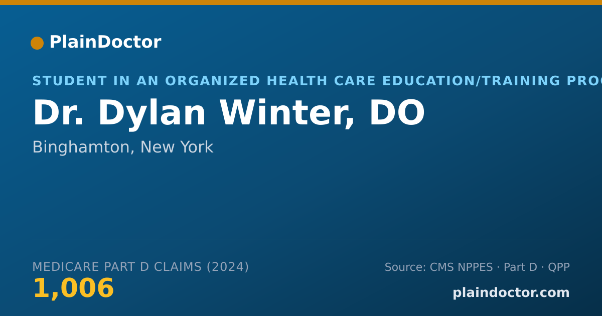 Shareable card for Dylan Winter, DO - Student in an Organized Health Care Education/Training Program, Binghamton, NY