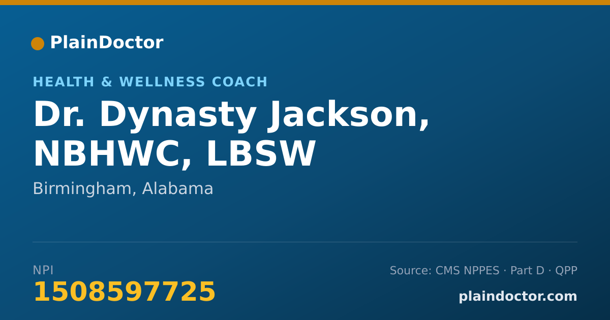 Shareable card for Dynasty Jackson, NBHWC, LBSW - Health & Wellness Coach, Birmingham, AL