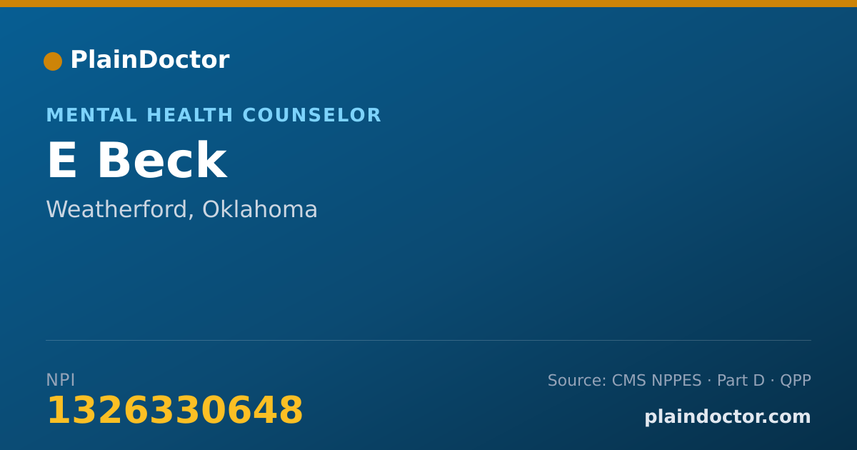 Shareable card for E Beck - Mental Health Counselor, Weatherford, OK