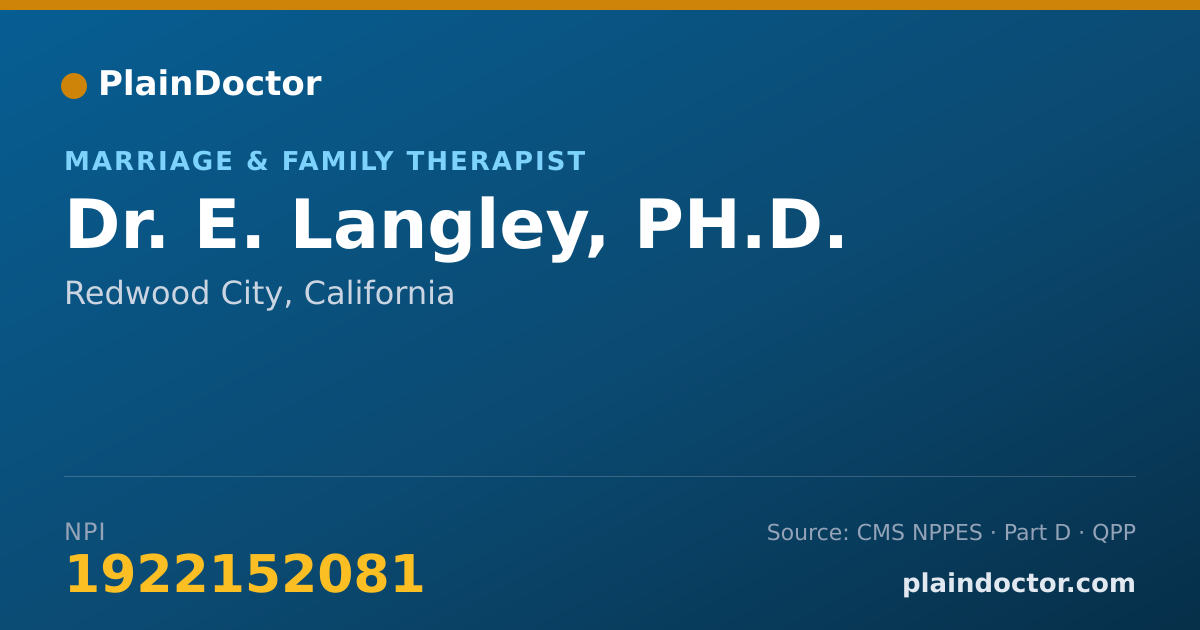 Shareable card for E. Langley, PH.D. - Marriage & Family Therapist, Redwood City, CA