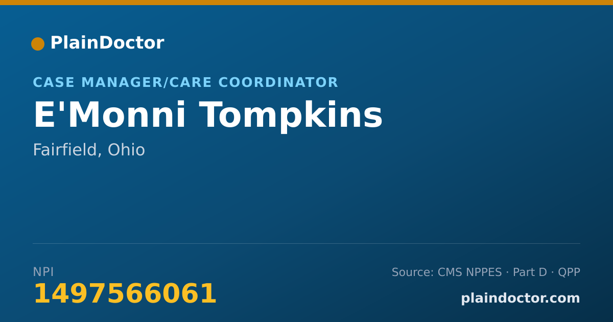 Shareable card for E'Monni Tompkins - Case Manager/Care Coordinator, Fairfield, OH
