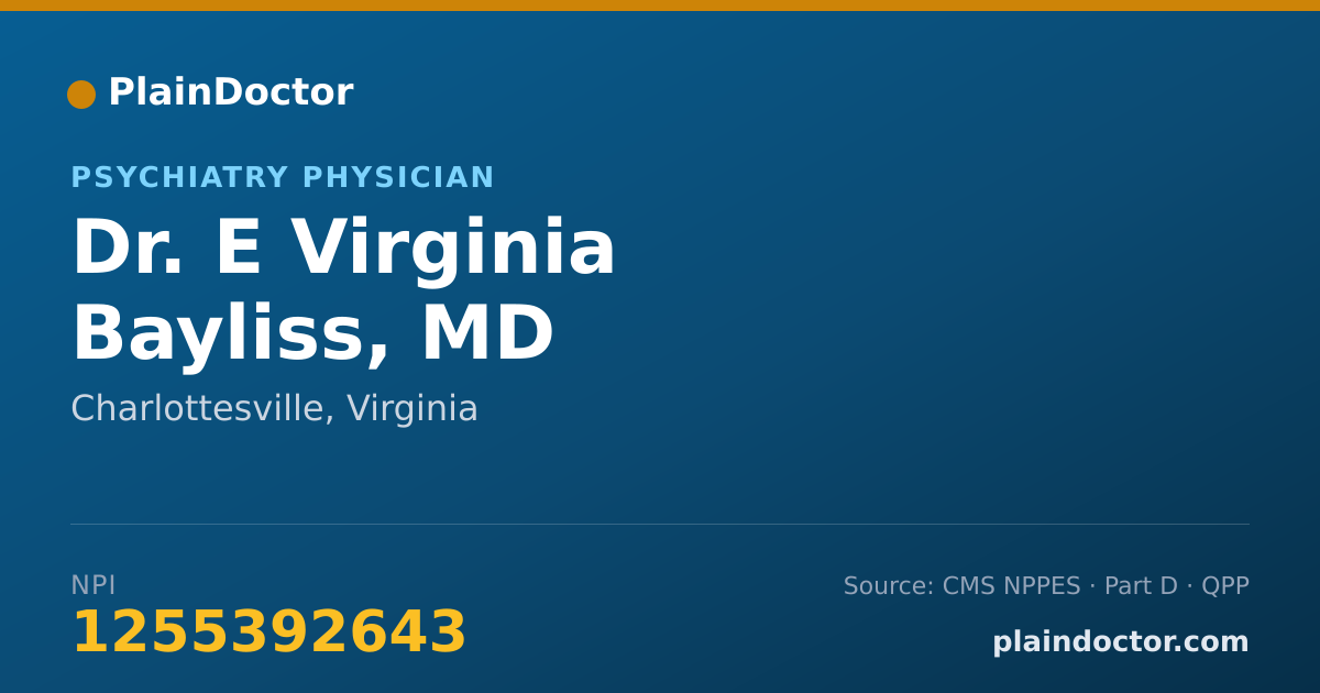 Shareable card for E Virginia Bayliss, MD - Psychiatry Physician, Charlottesville, VA