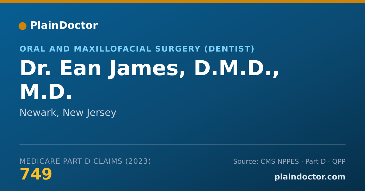 Shareable card for Ean James, D.M.D., M.D. - Oral and Maxillofacial Surgery (Dentist), Newark, NJ