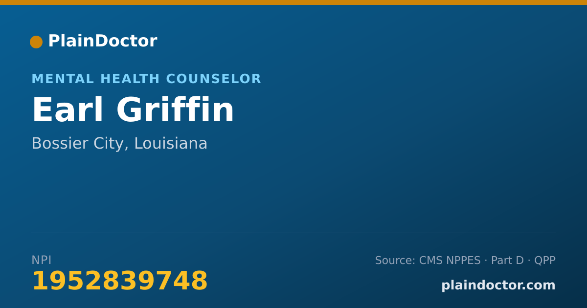 Shareable card for Earl Griffin - Mental Health Counselor, Bossier City, LA