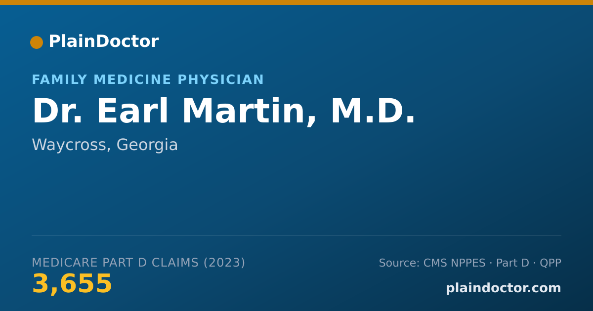 Shareable card for Earl Martin, M.D. - Family Medicine Physician, Waycross, GA