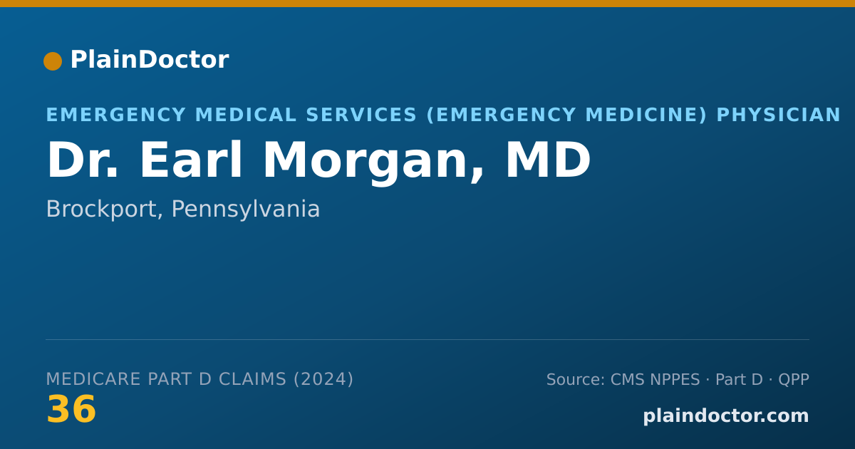 Shareable card for Earl Morgan, MD - Emergency Medical Services (Emergency Medicine) Physician, Brockport, PA