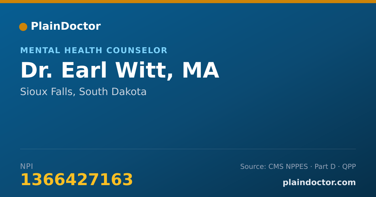 Shareable card for Earl Witt, MA - Mental Health Counselor, Sioux Falls, SD