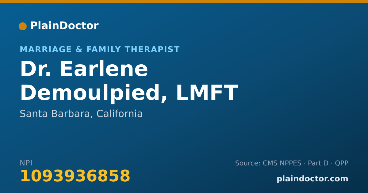 Shareable card for Earlene Demoulpied, LMFT - Marriage & Family Therapist, Santa Barbara, CA
