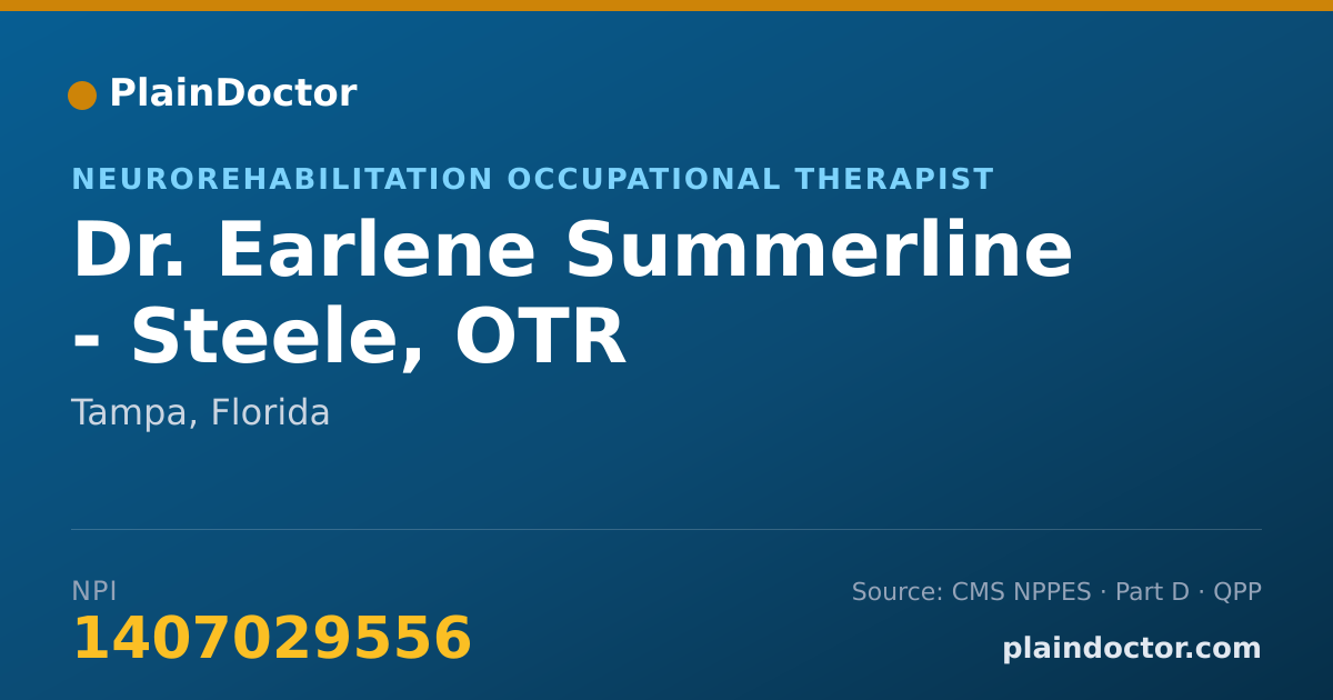 Shareable card for Earlene Summerline - Steele, OTR - Neurorehabilitation Occupational Therapist, Tampa, FL