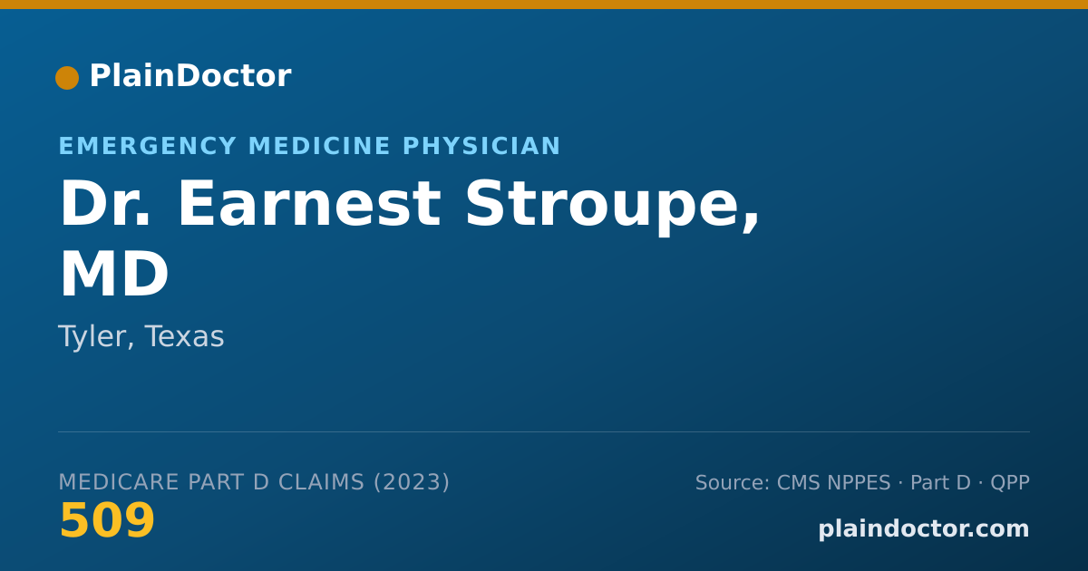 Shareable card for Earnest Stroupe, MD - Emergency Medicine Physician, Tyler, TX