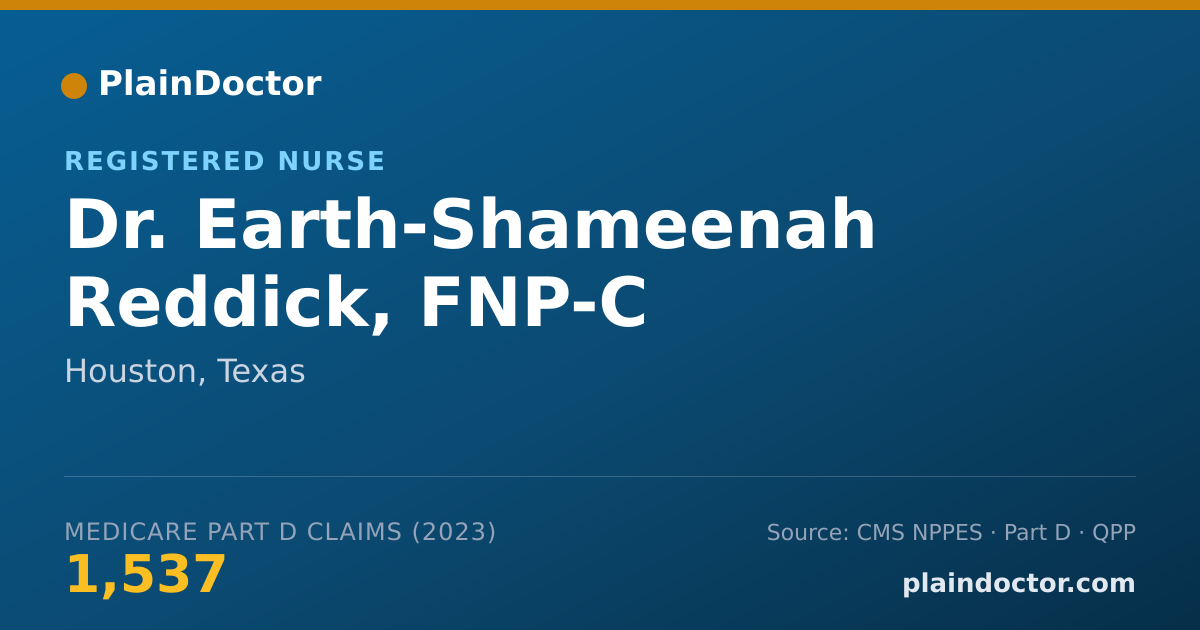 Shareable card for Earth-Shameenah Reddick, FNP-C - Registered Nurse, Houston, TX