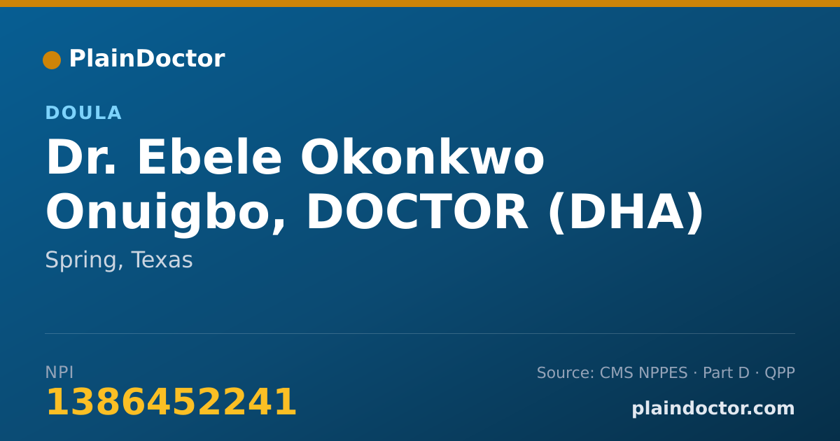 Shareable card for Ebele Okonkwo Onuigbo, DOCTOR (DHA) - Doula, Spring, TX