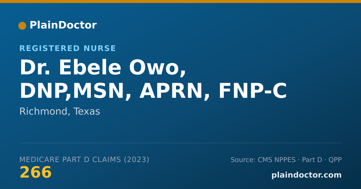 Shareable card for Ebele Owo, DNP,MSN, APRN, FNP-C - Registered Nurse, Richmond, TX