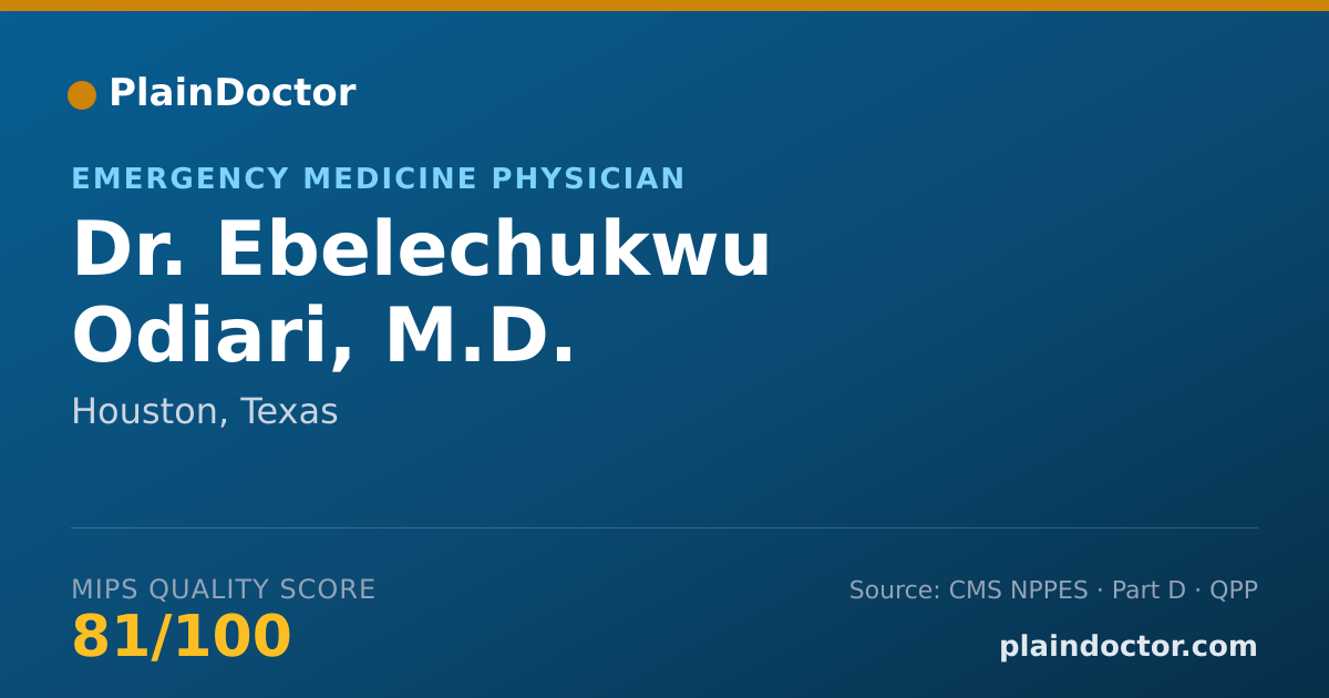 Shareable card for Ebelechukwu Odiari, M.D. - Emergency Medicine Physician, Houston, TX