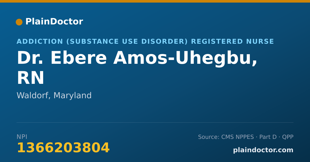 Shareable card for Ebere Amos-Uhegbu, RN - Addiction (Substance Use Disorder) Registered Nurse, Waldorf, MD