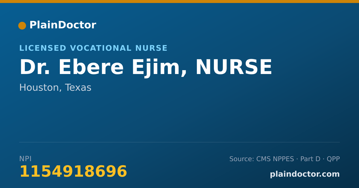 Shareable card for Ebere Ejim, NURSE - Licensed Vocational Nurse, Houston, TX