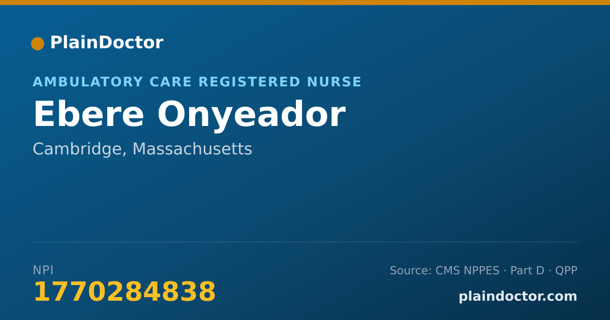 Shareable card for Ebere Onyeador - Ambulatory Care Registered Nurse, Cambridge, MA