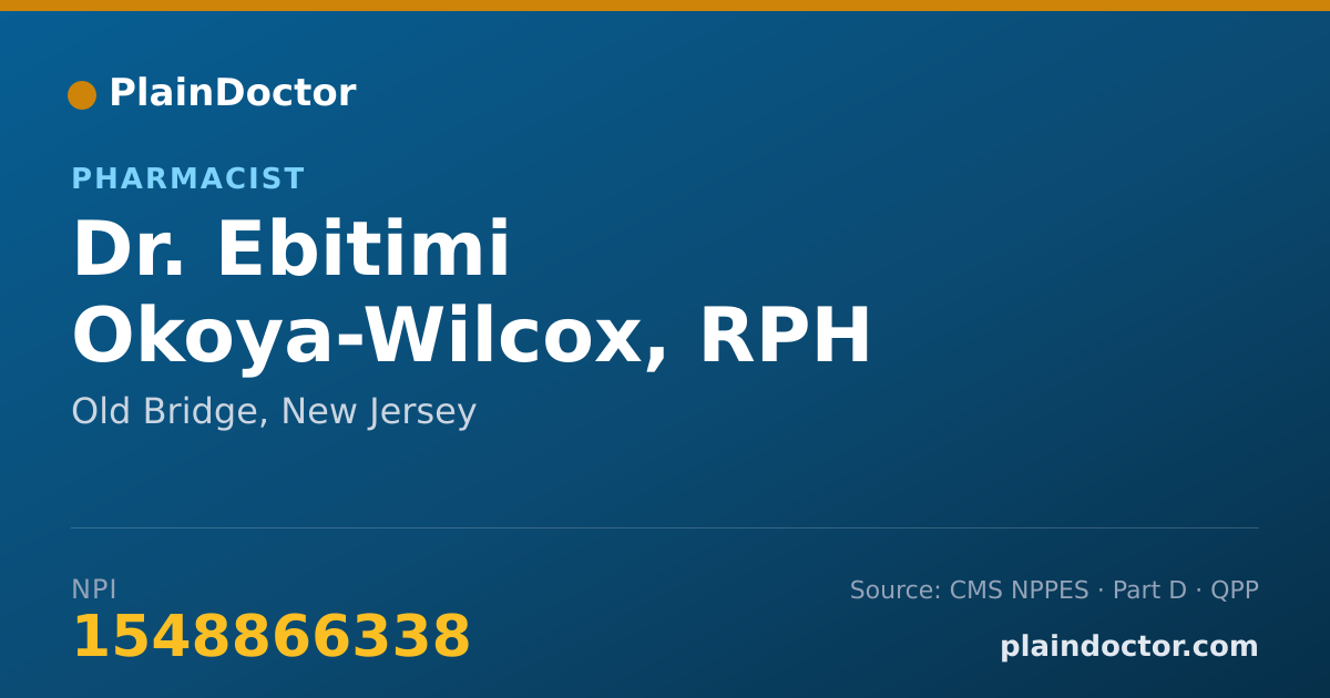 Shareable card for Ebitimi Okoya-Wilcox, RPH - Pharmacist, Old Bridge, NJ