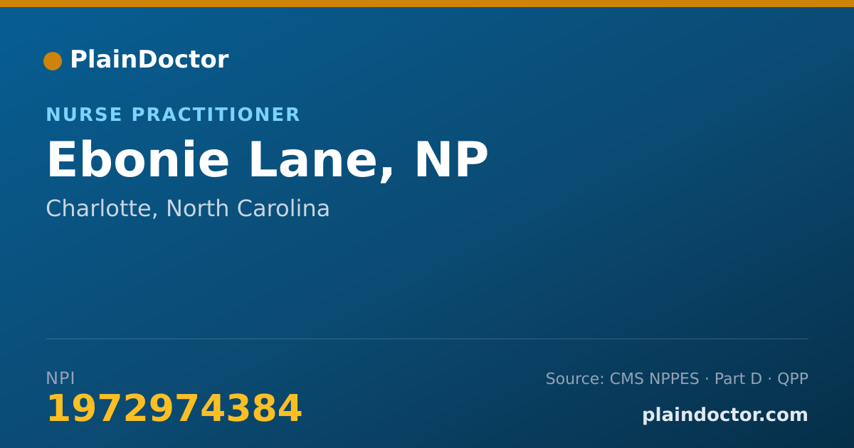 Shareable card for Ebonie Lane, NP - Nurse Practitioner, Charlotte, NC