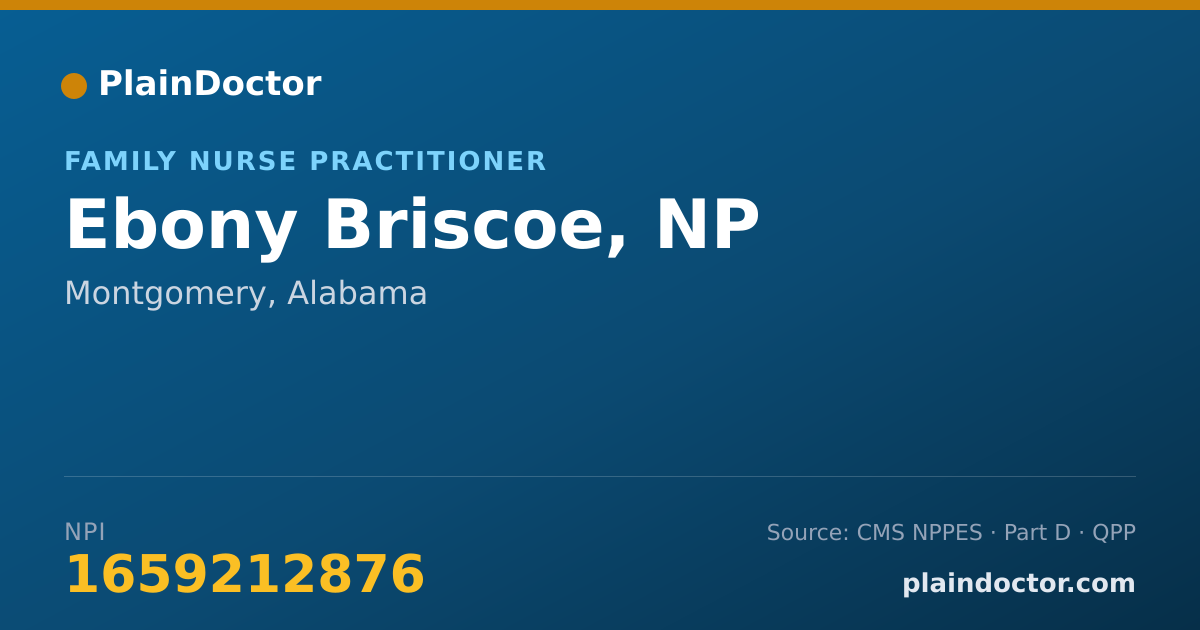 Shareable card for Ebony Briscoe, NP - Family Nurse Practitioner, Montgomery, AL