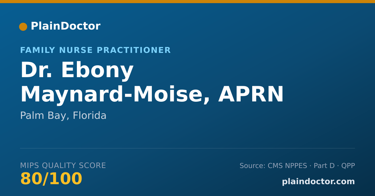 Shareable card for Ebony Maynard-Moise, APRN - Family Nurse Practitioner, Palm Bay, FL