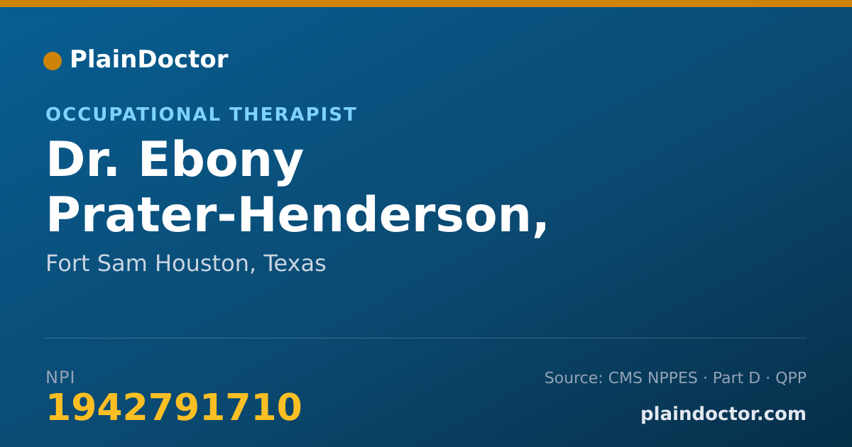 Shareable card for Ebony Prater-Henderson, DROT, MOTR/L - Occupational Therapist, Fort Sam Houston, TX