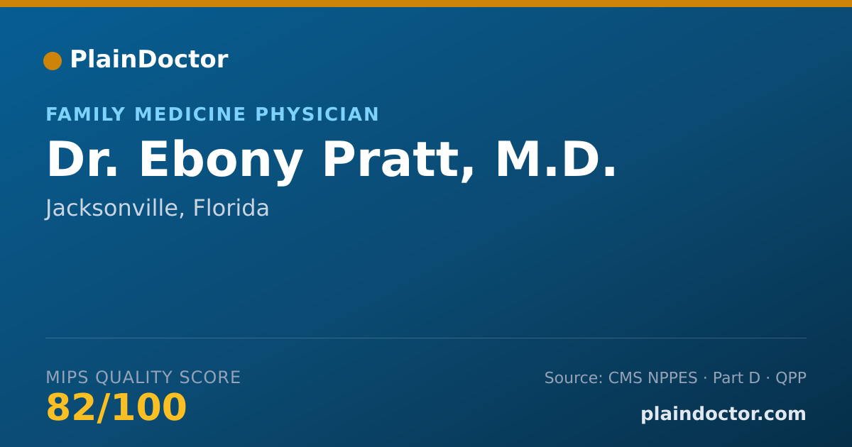 Shareable card for Ebony Pratt, M.D. - Family Medicine Physician, Jacksonville, FL