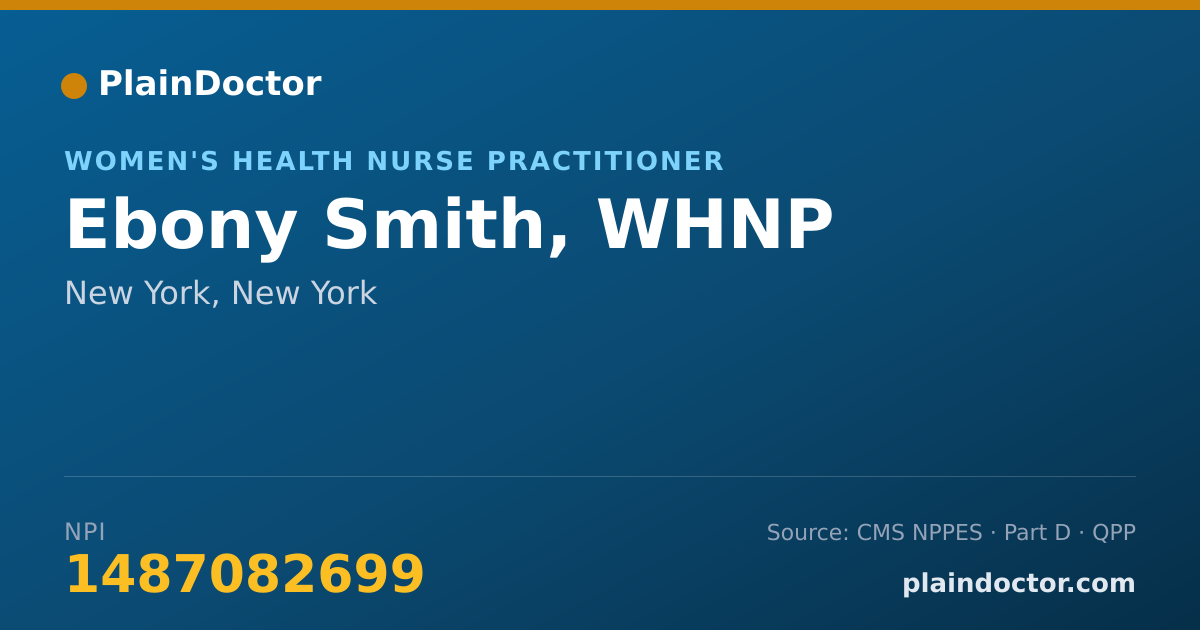 Shareable card for Ebony Smith, WHNP - Women's Health Nurse Practitioner, New York, NY