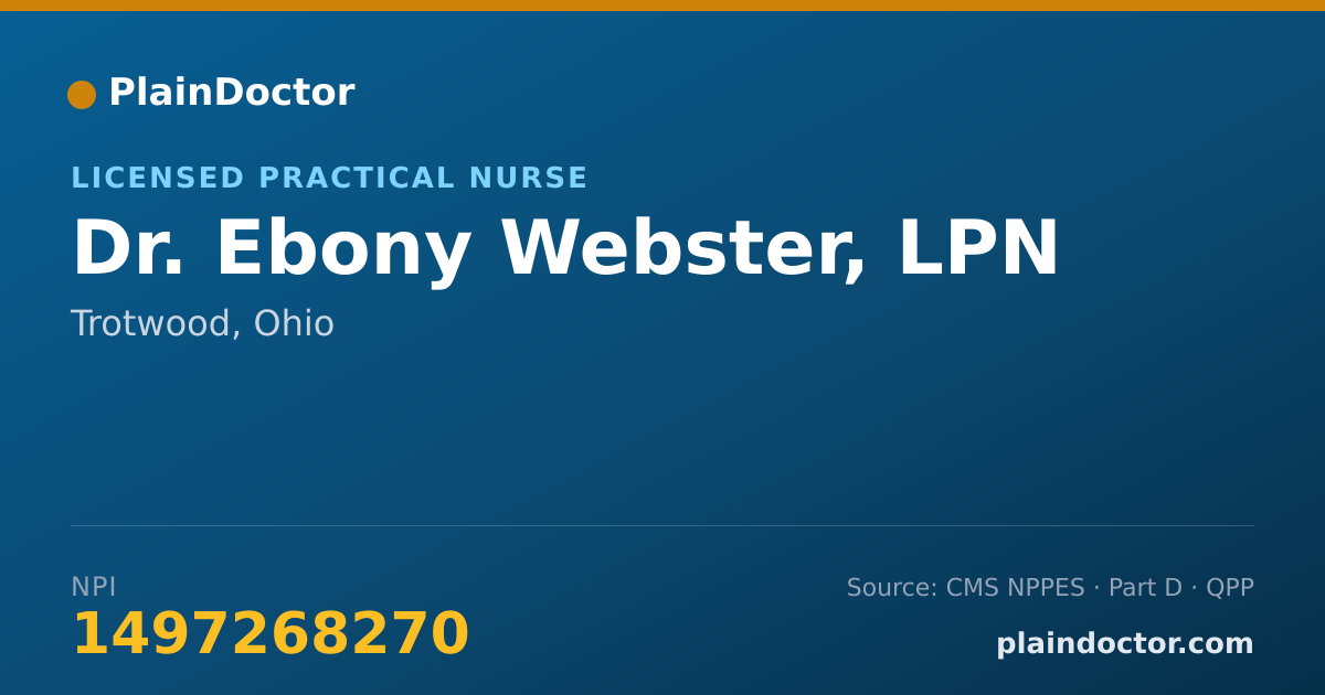 Shareable card for Ebony Webster, LPN - Licensed Practical Nurse, Trotwood, OH