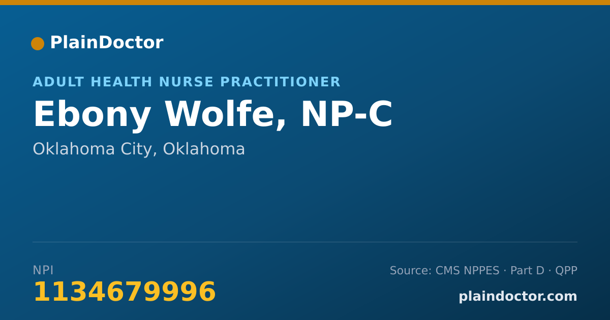 Shareable card for Ebony Wolfe, NP-C - Adult Health Nurse Practitioner, Oklahoma City, OK