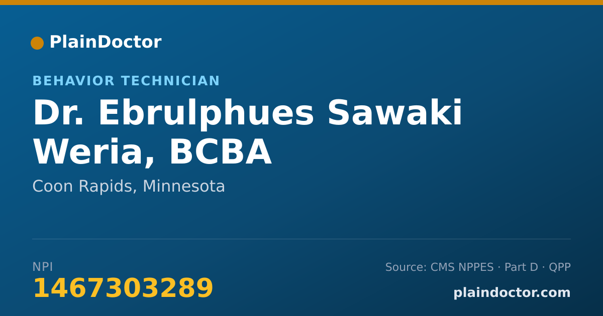 Shareable card for Ebrulphues Sawaki Weria, BCBA - Behavior Technician, Coon Rapids, MN