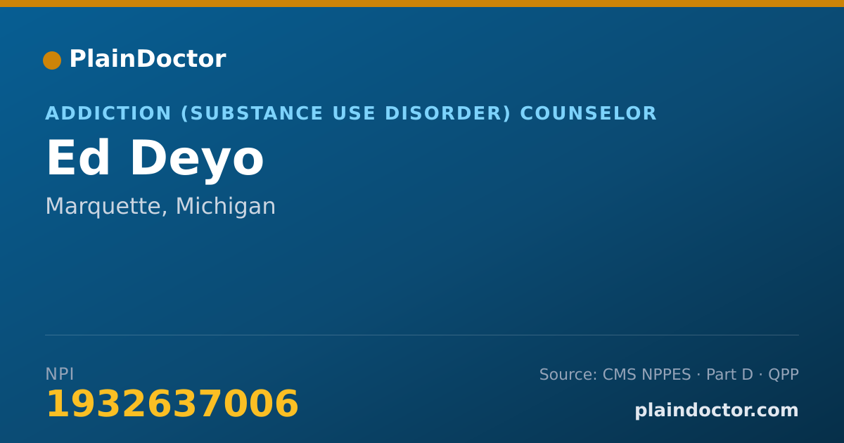 Shareable card for Ed Deyo - Addiction (Substance Use Disorder) Counselor, Marquette, MI