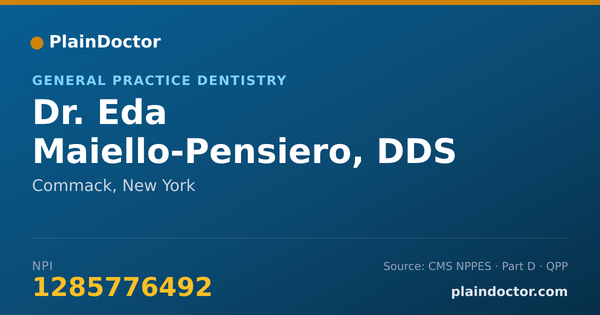 Shareable card for Eda Maiello-Pensiero, DDS - General Practice Dentistry, Commack, NY