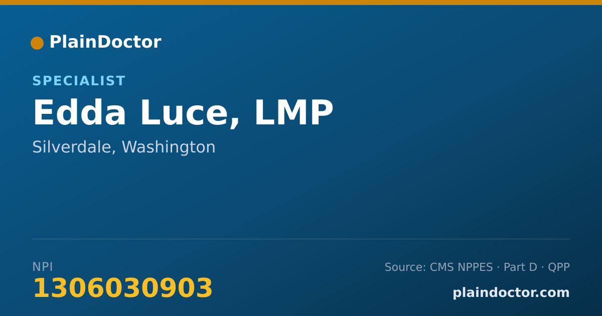 Shareable card for Edda Luce, LMP - Specialist, Silverdale, WA