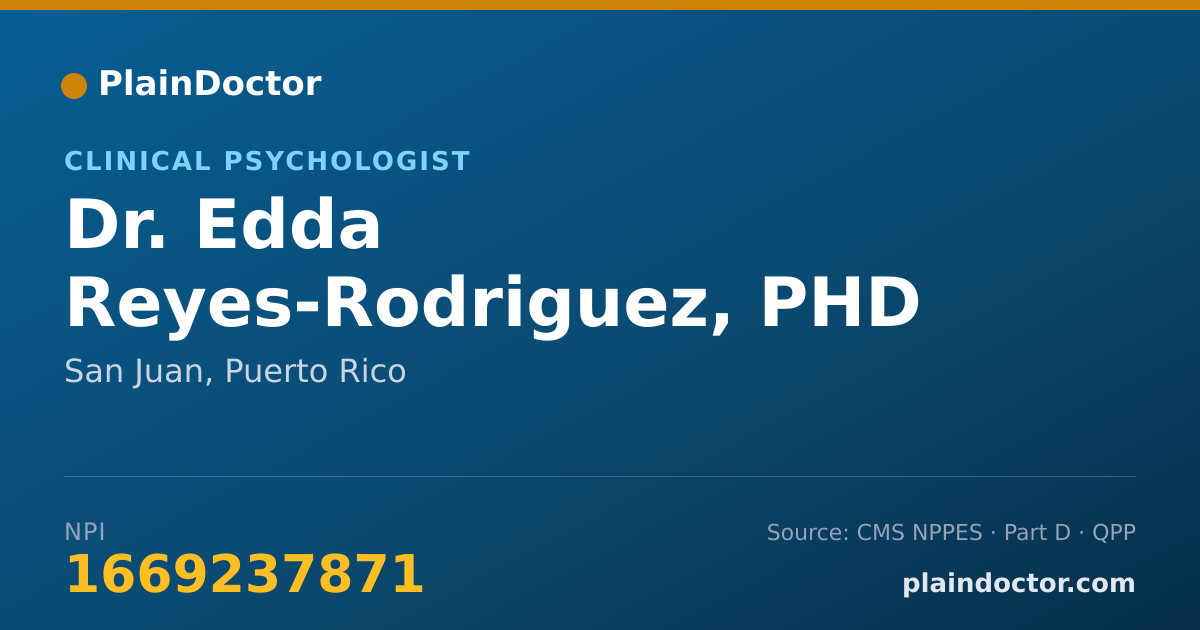 Shareable card for Edda Reyes-Rodriguez, PHD - Clinical Psychologist, San Juan, PR