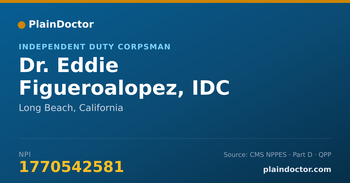 Shareable card for Eddie Figueroalopez, IDC - Independent Duty Corpsman, Long Beach, CA