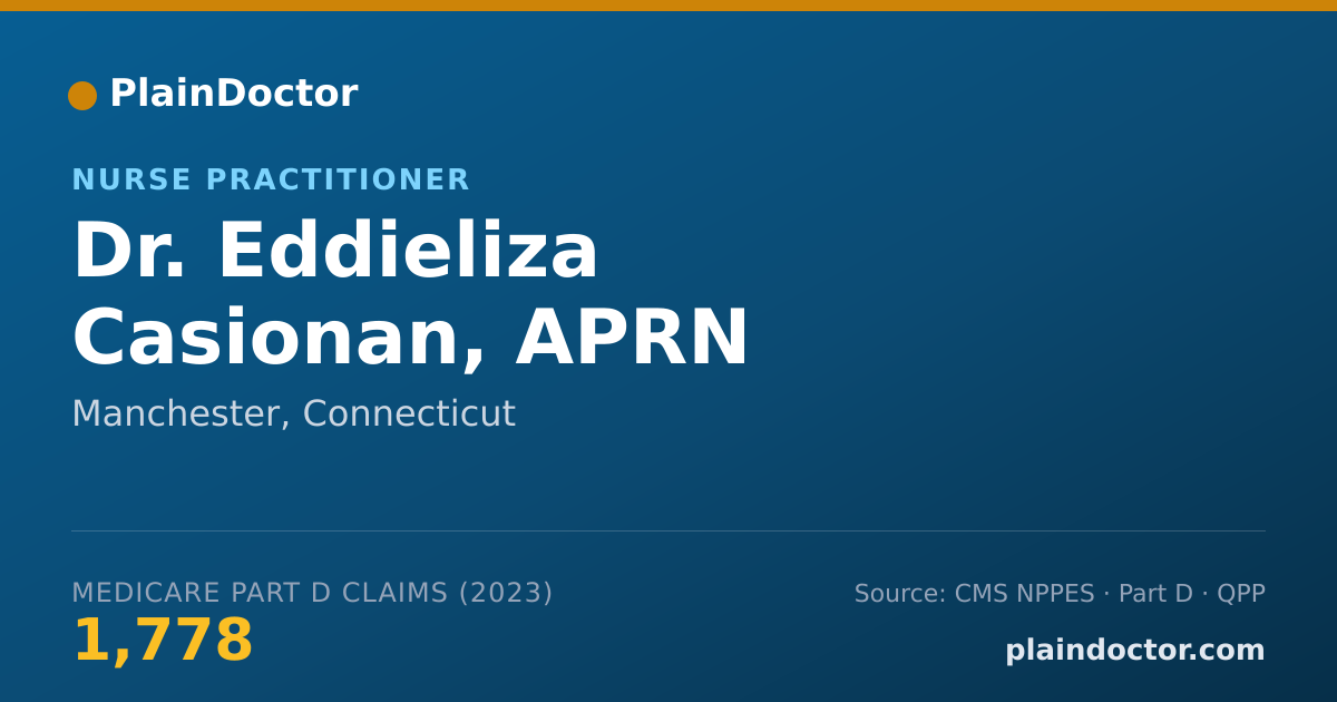 Shareable card for Eddieliza Casionan, APRN - Nurse Practitioner, Manchester, CT