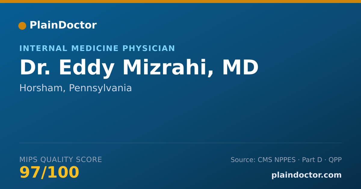 Shareable card for Eddy Mizrahi, MD - Internal Medicine Physician, Horsham, PA