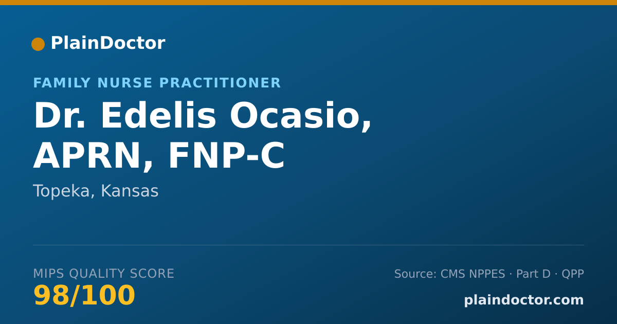 Shareable card for Edelis Ocasio, APRN, FNP-C - Family Nurse Practitioner, Topeka, KS