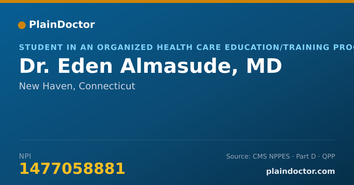 Shareable card for Eden Almasude, MD - Student in an Organized Health Care Education/Training Program, New Haven, CT