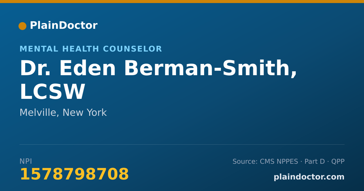 Shareable card for Eden Berman-Smith, LCSW - Mental Health Counselor, Melville, NY